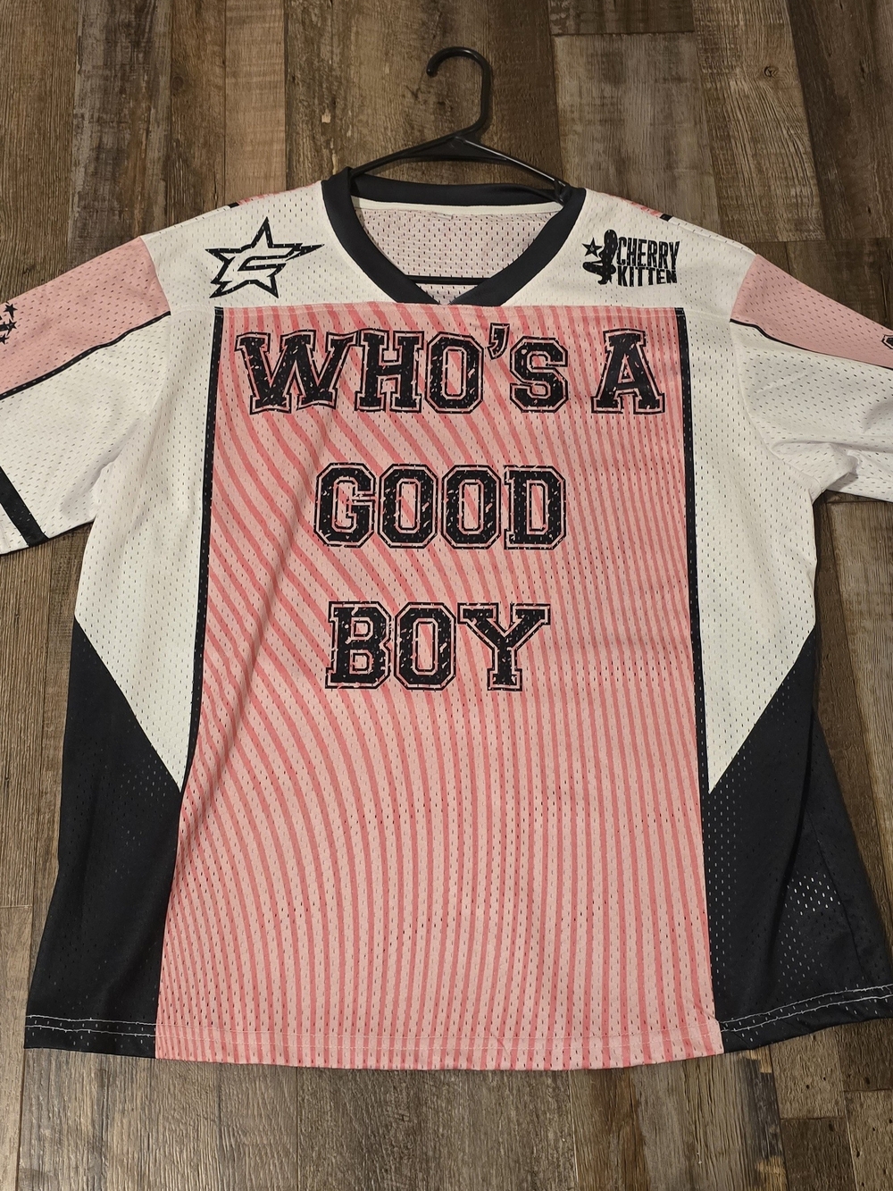 Cherry Kitten Pink & White 'Who's a Good Boy Jersey